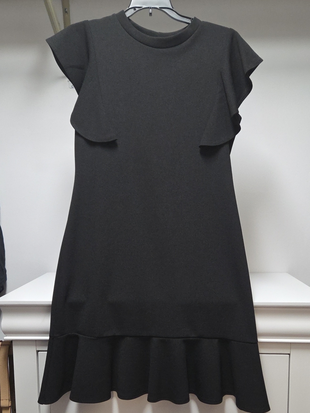 Black Ruffle Sleeve Mini Dress